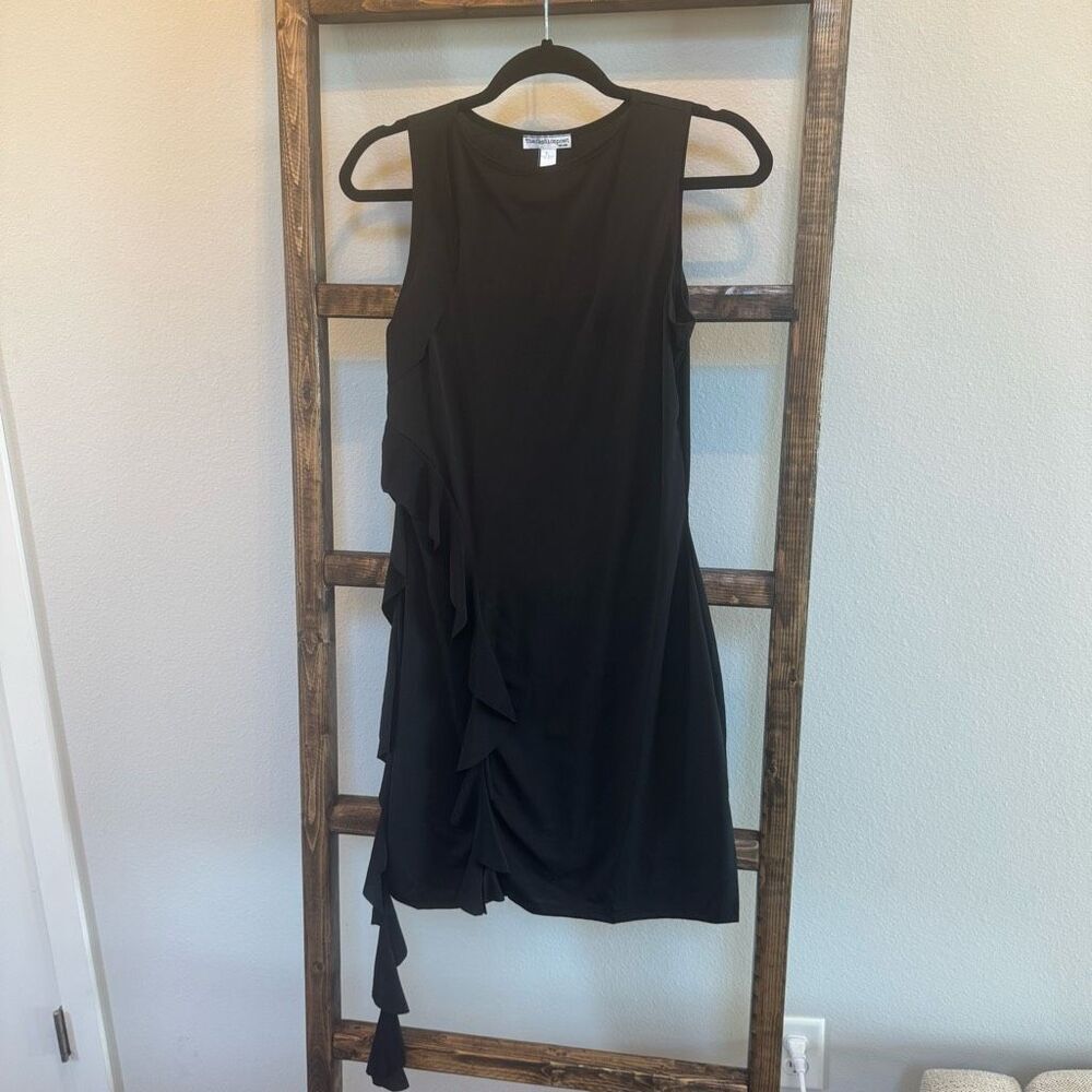 The Fashion Poet Black Ruffle Dress Medium Nwt Bodycon Cocktail Wedding Guest — image 2 of 6